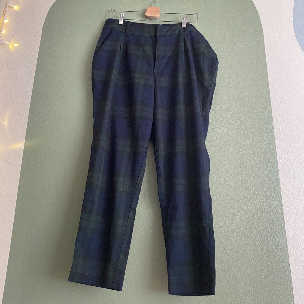 Abercrombie and Fitch Blue and Green Tartan Trousers